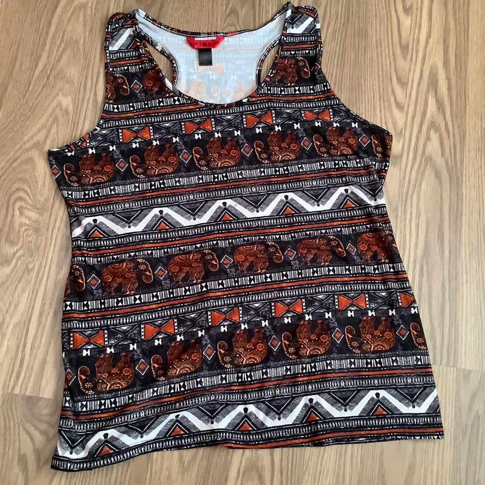 HOT KISS Women Size 3X Multicolored Elephant Patterned Tank Top - Runs Smaller